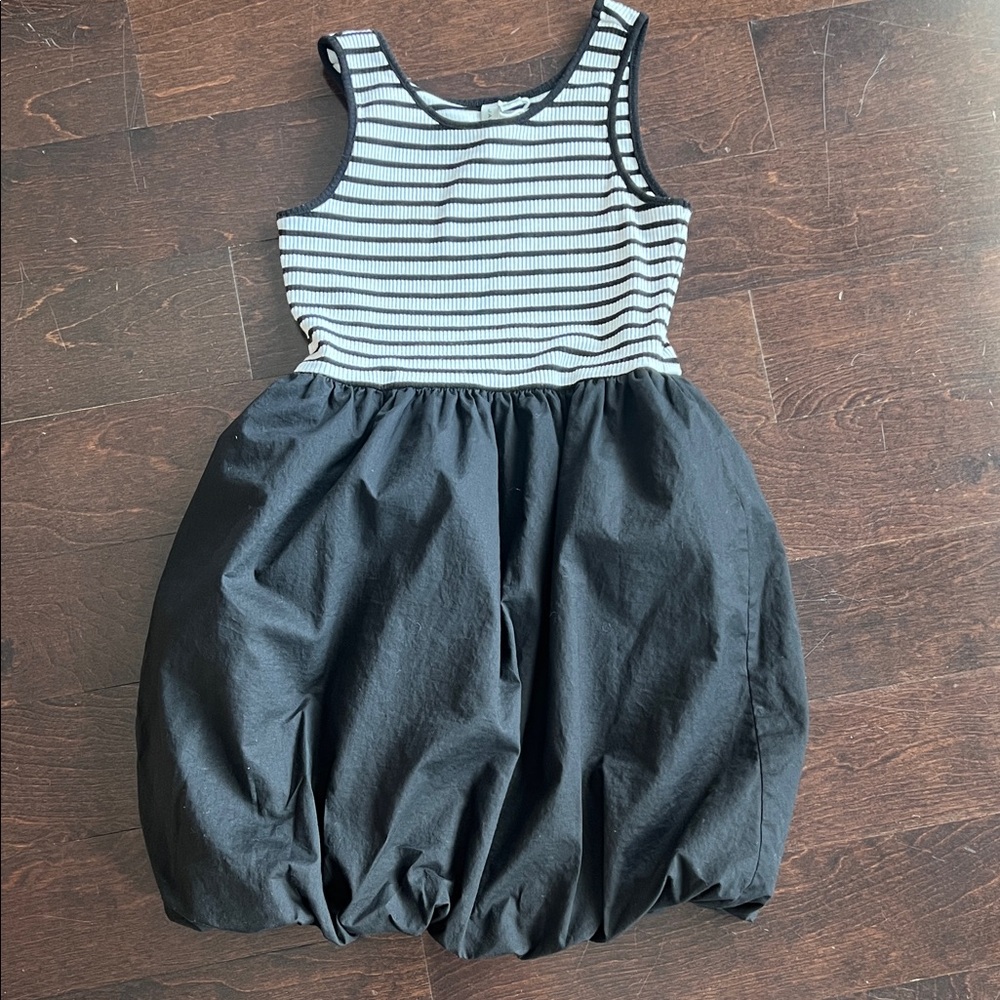 Janie and Jack Black Bubble Dress with Striped Bodice